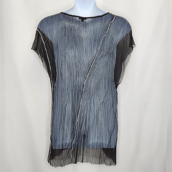 Komarov Sheer Stretch Mesh Top Womens Large L Black Fairy Grunge Goth Layer D05X - Picture 2 of 6